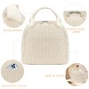 Bluboon Beige Corduroy Insulated Lunch Bag Spacious Lightweight Cooler Tote