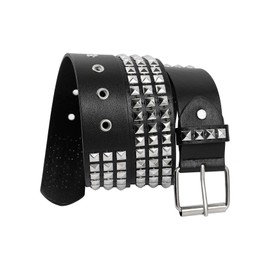 Manfnee Punk Belt Rivet Belt Women and Men Faux Leather Belt for Jeans Hip Hop Gothic Rock Belt, b:1pc