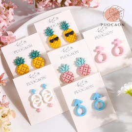 Puocaon Pineapple Polymer Clay Cutters - 7 Pcs Clay Cutters for Polymer Clay Jewelry, Unique Clay Cutters for Earrings, Male Female Symbol Clay Earring Cutters, Upside-Down Pineapple Clay Cutters