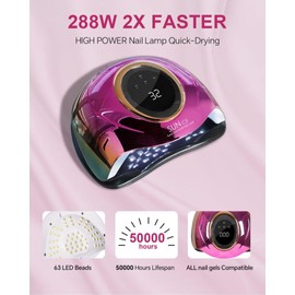 UV Light for Nails Lamp - MIRAGE LAYON with 63 Lamp Beads 4 Timer Setting & Auto Sensor, Professional Nail Light UV Nail Lamp for Gel Nails UV Light for Nails Gift for Woman Girl