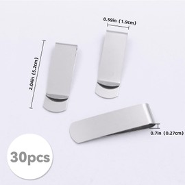 BOSOIRSOU 30 pcs Money Clip, Stainless Steel Wallet Credit Card Holder Cash Clip for Men Women, Business Card Holder Pocket for Front Pocket Minimalist Wallet Clip - Silver