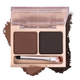 Dual-Color Eyebrow Powder Makeup Kit with Waterproof Formula for Long Lasting Brows, Natural Eyebrow Palette for Defined Brows, Include Brush for Easy to Use (Dark Roast & Charcoal)
