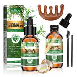 ZOLGINAH Rosmarinöl Haare, 2 Stück Rosemary Oil for Hair 60ml, 100% Natürliches Rosmarinöl, mit Haarmassagebürste, Fördern Sie das Haarwachstum und Reduzieren Sie Haarausfall, für Frauen & Männer