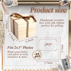 Mini Wooden Pull out Photo Box, DIY 2x3 Album,20 Photos,Natural