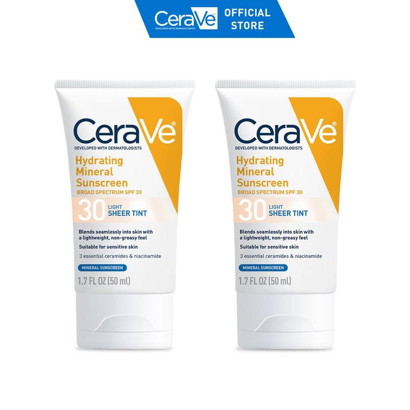 CeraVe Sheer Tint Hydrating Mineral Sunscreen SPF 30:_Light- 2 pack