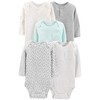 Simple Joys by Carter's Baby 5-Pack Neutral Long-Sleeve Bodysuit, grey/blue