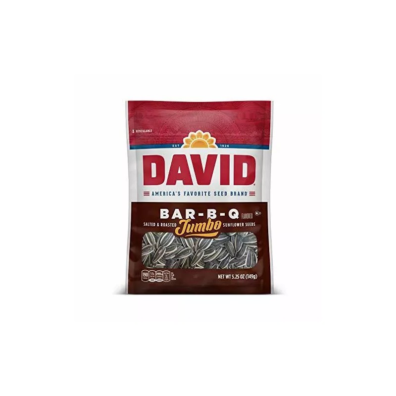 DAVID Roasted and Salted Bar-B-Q Jumbo Sunflower Seeds, Keto Friendly,