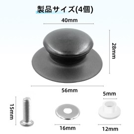 Pot Lid Knobs Replacement Set of 4 Heat Resistant Plastic Non-Slip Handle Pot Lid Knob Non-Slip Round Pot Lid Handle for Cookware Pot Accessories Black (Pack of 4)