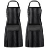 Syntus 2 Pack Adjustable Bib Apron with 3 Pockets Cooking