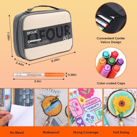 QFOUR Acrylic Paint Markers, 60 Colors Acrylic Markers for Adult Coloring Books, Brush Tip Paint Pens with Automatic Ink Control System for Back to School, Teacher Supplies