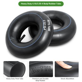 Premium 4.10/3.50-4 Inner Tube for Wheelbarrows, 4.10-4/3.50-4 Tyre Inner Tube with TR-13 Straight Valve for Wheelbarrows, Hand Carts, Lawn Mowers, Sack Truck Wheel, Garden Cart and More (Pack of 2)