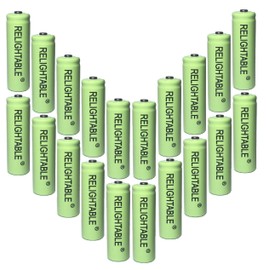 RELIGHTABLE AA NiMh 600mAh 1.2V Rechargeable Batteries for Solar Garden Lights (Pack of 20)