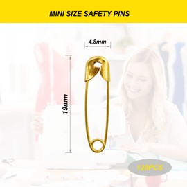 Safety Pins,500 Pcs Small Safety Pins for Clothes,19mm Gold Mini Safety Pin,Tiny Metal Fastening Safety Clips for Sewing Jewellery Costume Tag with Reusable Box