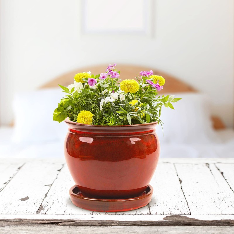 ATT Southern 077089 8" Wisteria Planter, Oxblood Red 8"