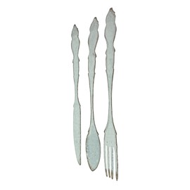 Zeckos Galvanized Grey Metal Fork, Spoon, and Knife Farmhouse Kitchen Decor Wall Hanging Set - 31 Inches High - Transform Your Dining Space with Vintage Appeal