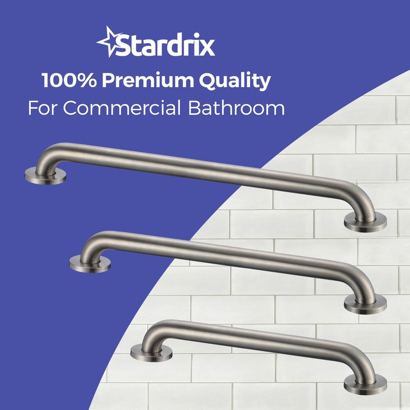 Stardrix Grab Bar Bundle for ADA Compliance, Brushed Stainless Steel