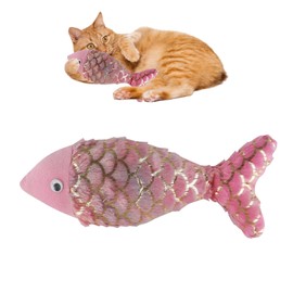 Andiker Cat Fish Toys, 10 Inches Plush Catnip Toys with Soft Rainbow Scales and Cotton, Interactive Cat Toys for Indoor Cats (Color, Large)