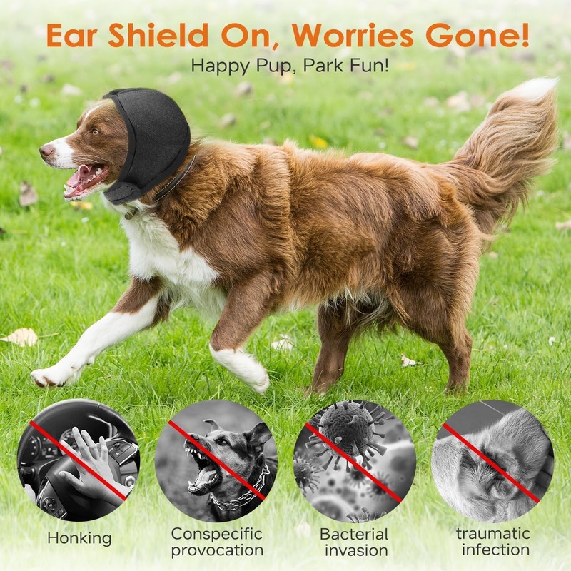 2PCS Orejeras Ajustables para Perro, Muffs de Oído de Perro