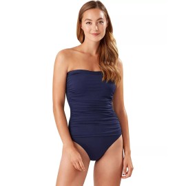 Tommy Bahama L136903 Navy Pearl Shirred Bandeau One Piece Swimsuit Size 8