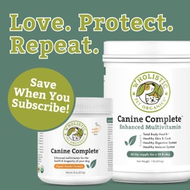 Wholistic Pet Organics Canine Complete - Dog Multivitamin Powder - 2 Lb - Daily Dog Vitamins and Supplements for Homemade Food - Immune System, Skin, Coat & Overall Health - Small and Large Breed