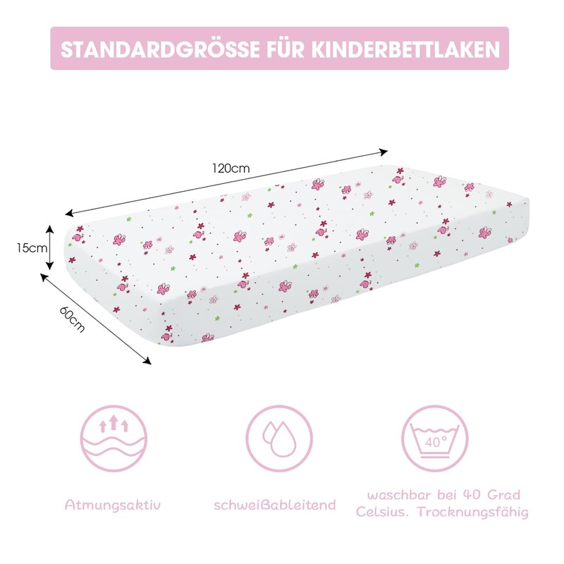 Bimocosy 2 Pack Cot Sheets 60x120cm, Soft Cotton Mattress Protector