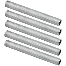 CHENJIN Lamp Pipe Nipple 5PCS M10 Thread 80mm Long 1mm Pitch Zinc Plated All Thread Pipe Nipple Hollow Lamps Repair Part Hardware Silver