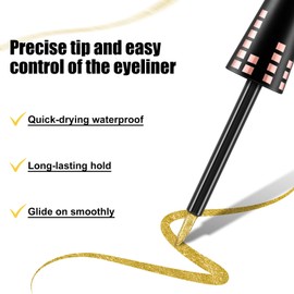 Boobeen Glitter Liquid Eyeliner Colorful, Shimmer Eyeliner Long Lasting Metallic Eyeliner Makeup, Waterproof Eyeliner Pen With Precision Brush Tip, Goes on Smoothly