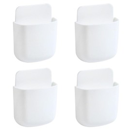 ZPLASK 4Pcs Remote Control Holder, TV Remote Holder Remote Control Holder for Sofa, Remote Control Holder Wall Mounted,White Remote Holder Wall Storage Box for Home Office Bedroom Container