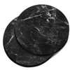 CARIBOU Coasters , Cloudy Black Marble Design Absorbent ROUND Fabric