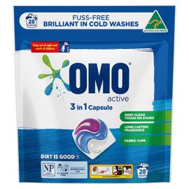 OMO Laundry Capsules 3 in 1 Active, 28 Pack