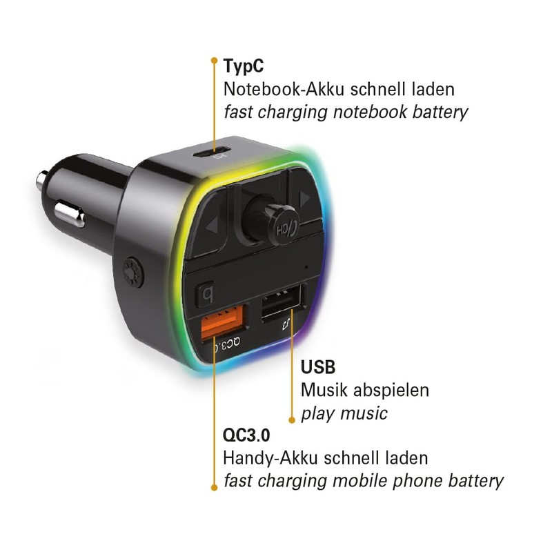 Maxtrack MT2L Bluetooth FM Transmitter Car, Bluetooth Adapter Transmitter for