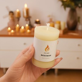 AGLARY 3PCS Beeswax Pillar Candles,Large Handmade Pure Beeswax Candle,Long Lasting Burn Time，Unscented Smokeless，2 * 3",20H, White