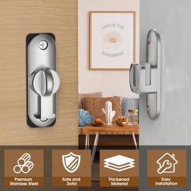 Flip Sliding Barn Door Lock, 90/180 Degree Sliding Door Lock Latch and latches for Barn Door, Pet Door, Bathroom, Outdoor, Garage, Window, Sliding Door (1, Silver)