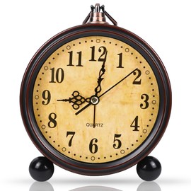 BORDEAG Wecker Analog Ohne Ticken, Metall Wecker, Retro Wecker Analog, Wecker Batteriebetrieben, Nachttischwecker, Analog Quarzwecker für Heim Büro Schlafzimmer