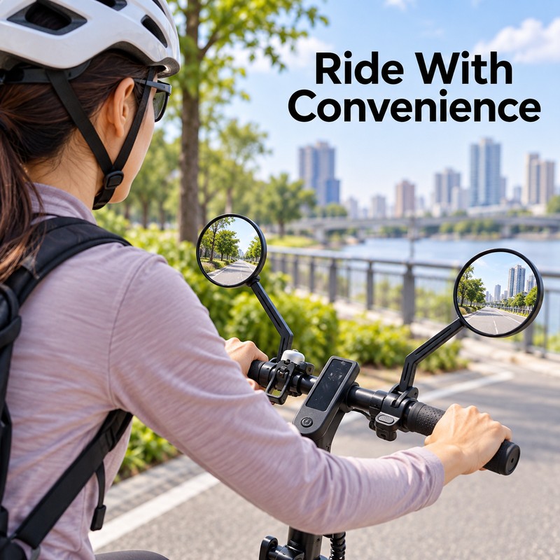 2-Piece Universal Bike Rearview Mirrors – 360° Rotating Handlebar Mirrors