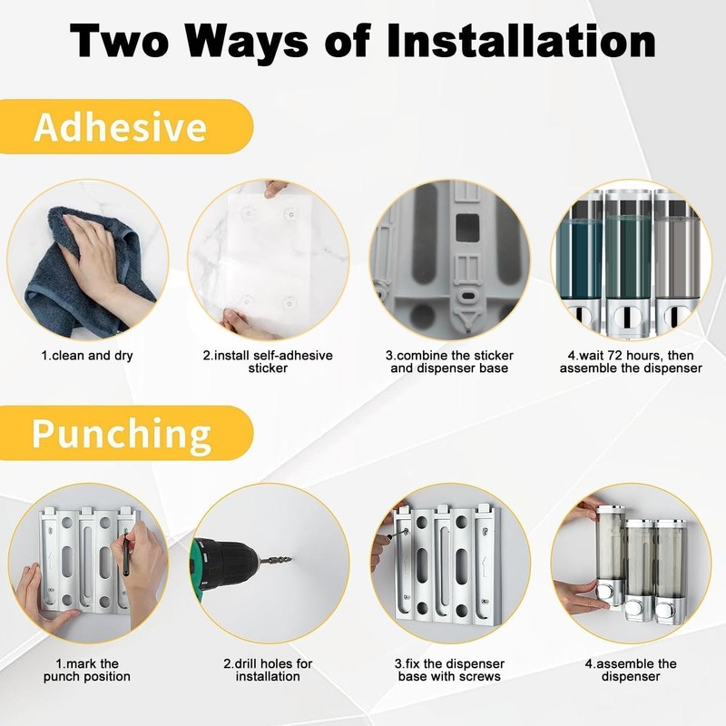 Wall-mounted automatic soap dispenser for Shampoo, hand Soap, Toothpaste, and