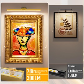 Picture Lights for Wall, Battery Operated Picture Light 24in Gallery Light for Paintings CCT Dimmable Recharging Battery Wall Light with Remote Control for Living Room Gallery Dartboard