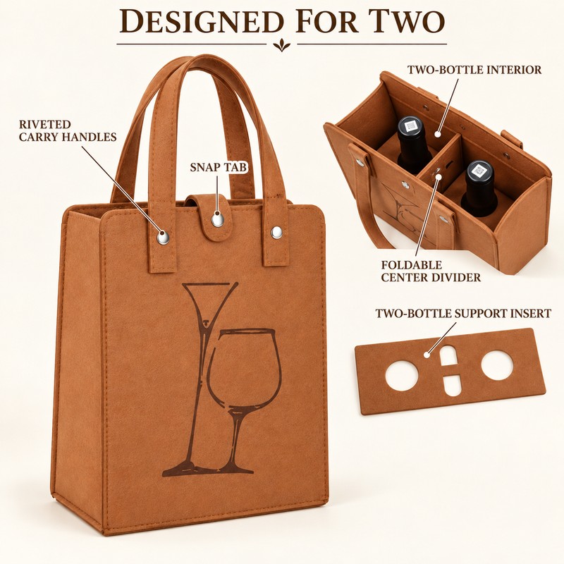 Felt Wine Bag for Gifting – Reusable Double Bottle Carrier