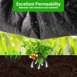 UNIFAMILY 3 x 30 Feet Landscape Fabric Heavy Duty, Woven Barrier Fabric with Planting Holes, Garden Ground Cover Fabric, Garden Sheets Planting Fabric, Gardening Fabric with Precut Holes