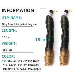 Mtmei hair French Curly Braiding Hair for Box Braids 8 Packs 18 Inch 100G/Pack Loose Wave Braiding Hair Ombre Blonde Crochet Spanish Curly Synthetic Hair Extensions for Women T27 (18 Inch,8 Packs)