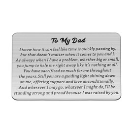 MYOSPARK Love Note Engraved Metal Wallet Inserts Card Best Dad Gifts Ideal for Father from Daughter (To my dad WC)