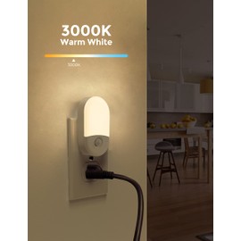 L LOHAS LED Motion Sensor Night Light, Motion Activated Night Light, 4Pack, 3000K Warm White, Night Lights Plug into Wall Motion Sensor, 30/60LM Adjustable Brightness, for Kids Adults Bathroom Kitchen