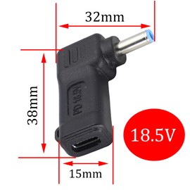 HCFeng PD a DC4530 - Adaptador de carga para computadora portátil PD tipo C hembra a DC4.5 x 3.0 mm macho adaptador de alimentación PD conector de cargador de portátil para H-P Pro-Book cromado-Book