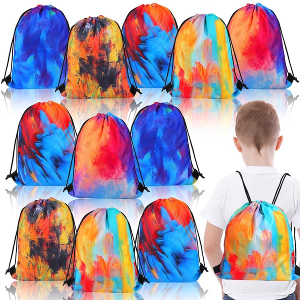 15 PCS Tie Dye Drawstring Party Favor Bags,Small Drawstring Backpack,Camouflage