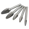 5pcs Carbide Burrs Single Cut Rotary File with 6mm/0.24in Shank