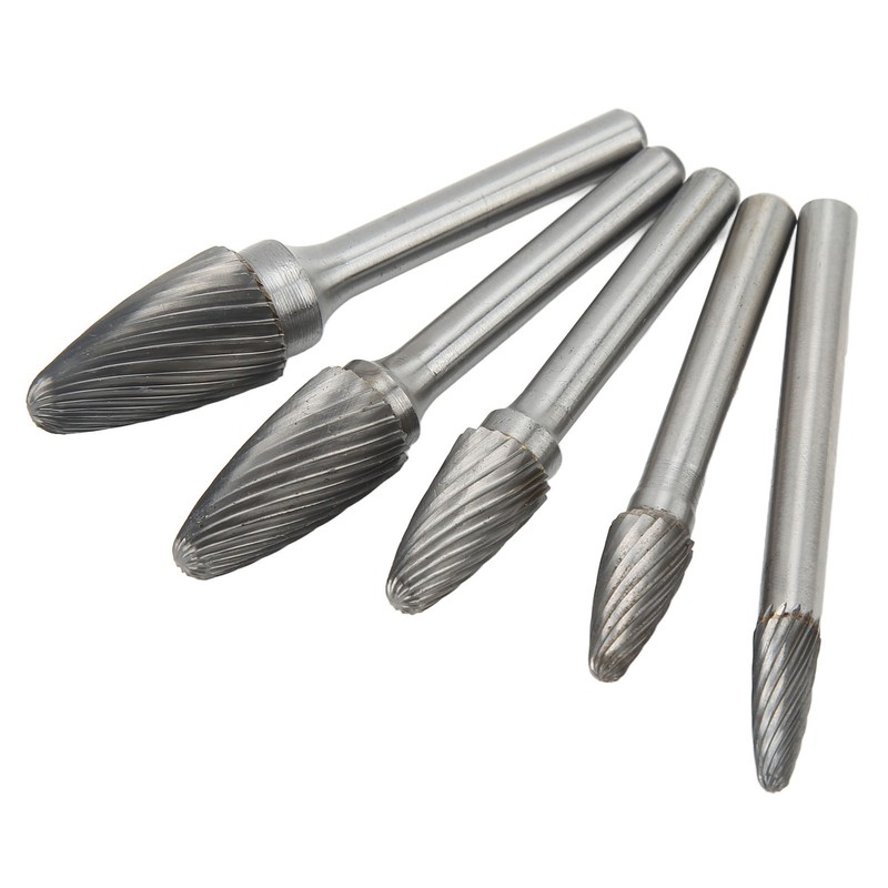 5pcs Carbide Burrs Single Cut Rotary File with 6mm/0.24in Shank