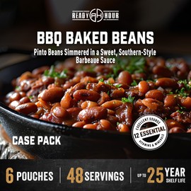 Ready Hour BBQ Baked Beans Case Pack – Freeze-Dried Emergency Food, Long-Term Storage Shelf-Stable Camping Meals, Prepper Pantry, Survival Beans – 48 Servings (6 Pouches)