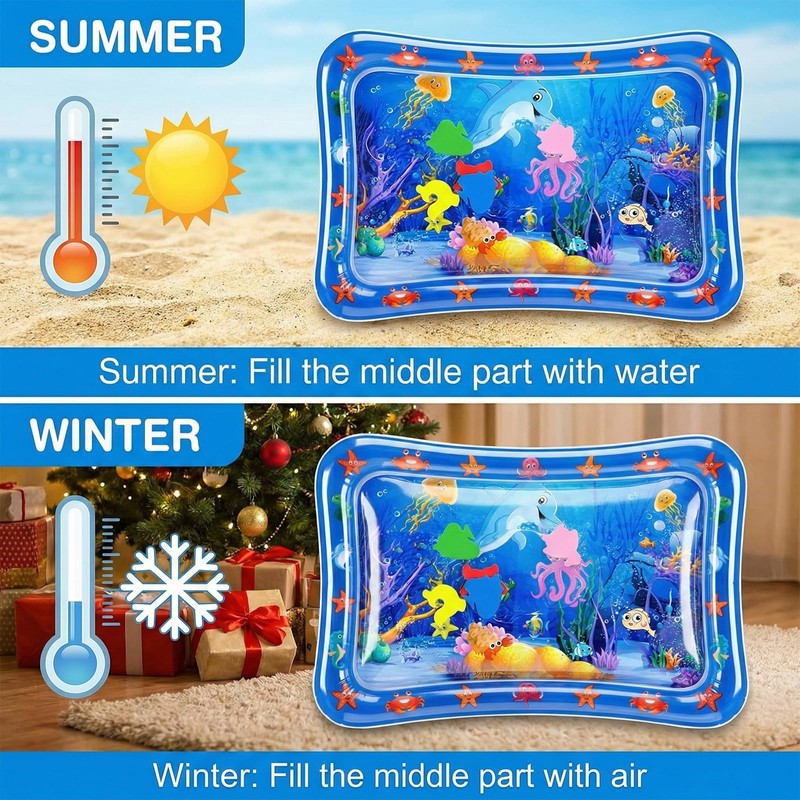 Water Mat Tummy Time Water Play Mat, Dolphin Inflatable Sensory