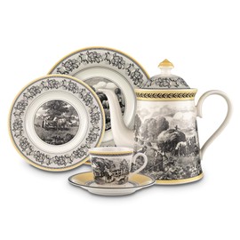 Villeroy & Boch Audun Ferme 10-Oz. Sugar/Jampot, Yellow/Black/White