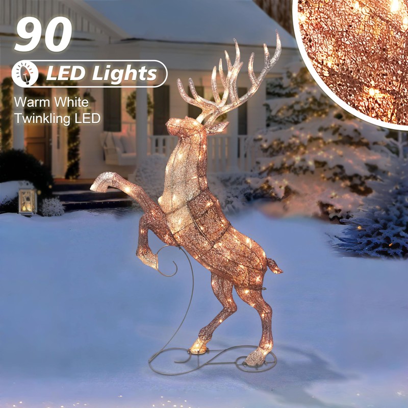 48" Lighted Elk, 90 UL Listed Warm White LED Lights